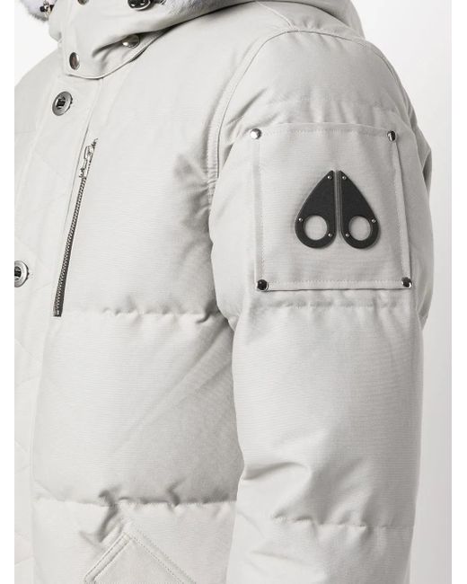 Moose Knuckles Gray Faux-Fur Trim Padded Parka for men