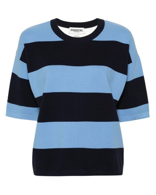 Contrast striped short-sleeved jumper Essentiel Antwerp de color Blue
