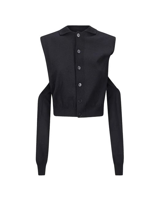 ALAINPAUL Black Cut-Out Sleeveless Cardigan