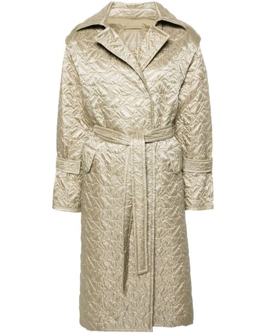 Moncler Natural Detachable-sleeves Quilted Midi Coat