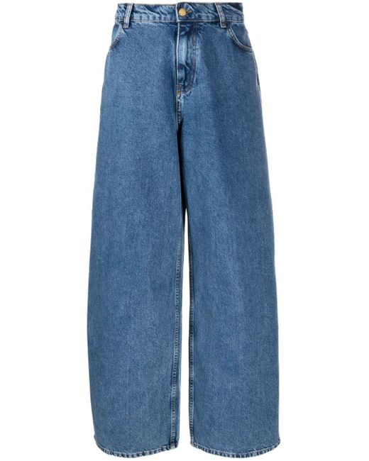 Philosophy Di Lorenzo Serafini High Waist Jeans Met Wijde Pijpen in het Blue