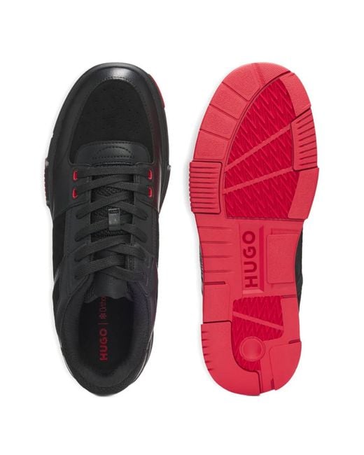 HUGO Black Panelled Sneakers for men