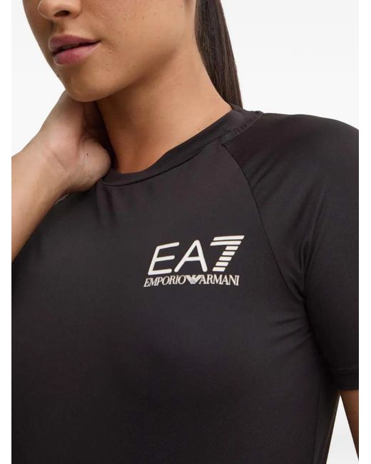 EA7 Purple Logo-Print T-Shirt