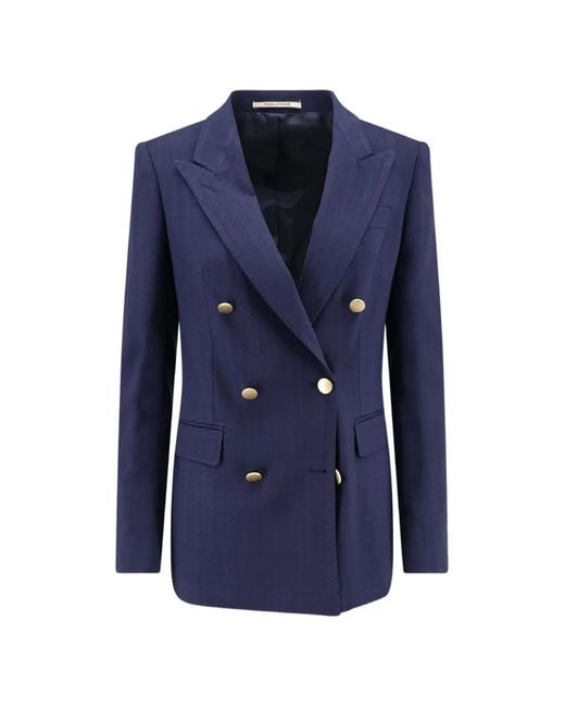 Tagliatore Blue Blazer À Boutonnière Croisée