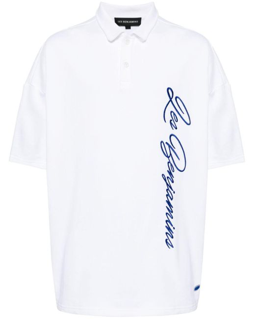 Les Benjamins White Logo-print Cotton Polo Shirt for men