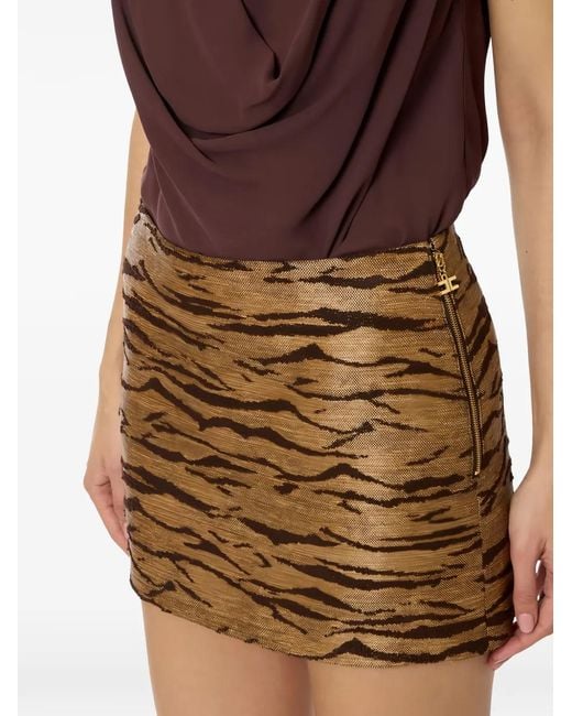Elisabetta Franchi Metallic Tiger Print Short Skirt