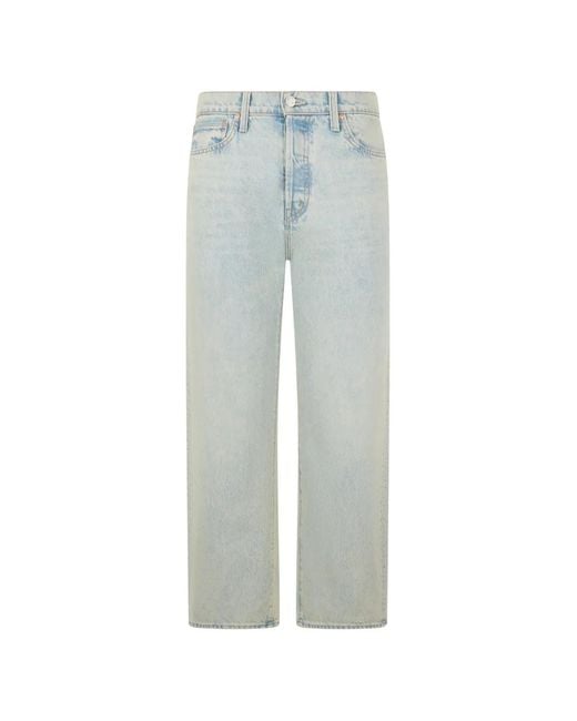 Mother Blue Faded Straight-Leg Jeans