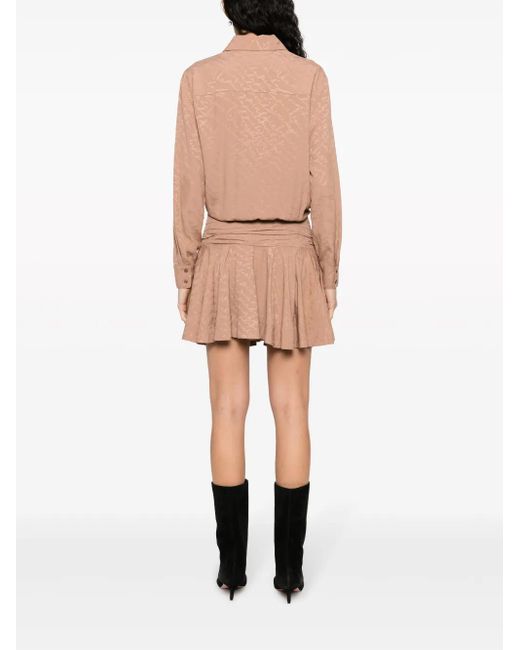 Pinko Natural Arzach Logo-Jacquard Shirtdress