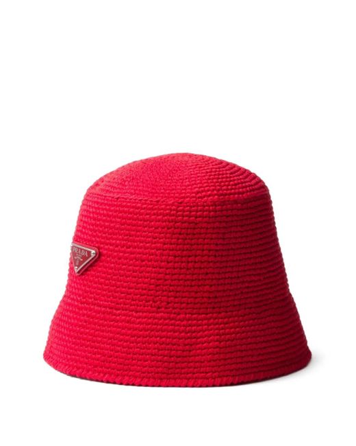 Cappello Bucket All'Uncinetto di Prada in Red da Uomo