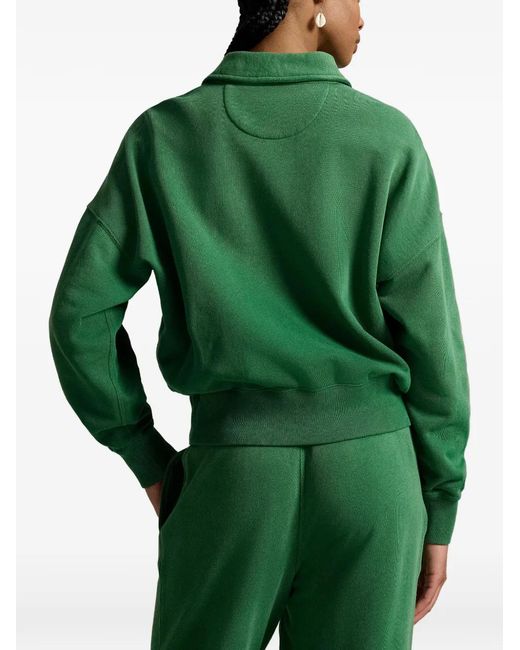 Polo Ralph Lauren Green Quarter-Zip Embroidered Sweatshirt