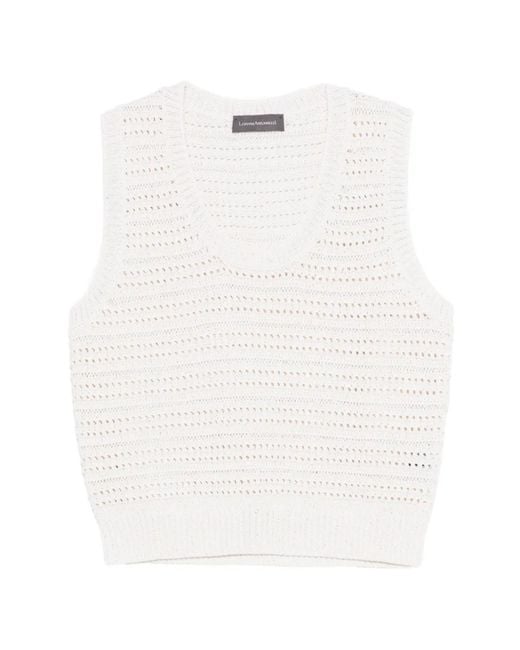 Lorena Antoniazzi White Haut En Maille Ajourée