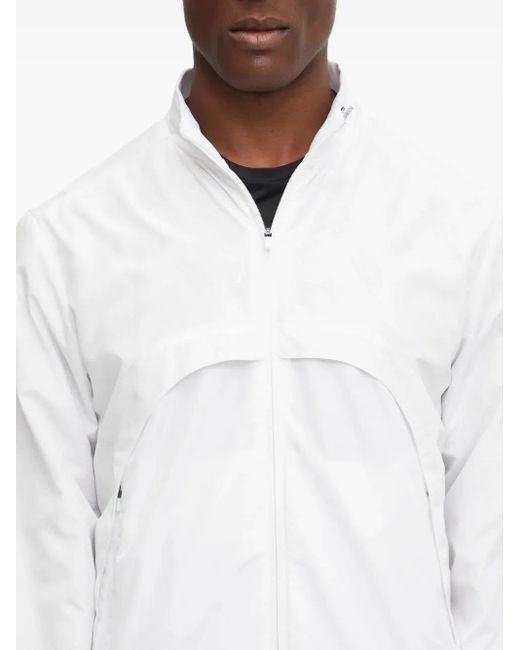 EA7 White Logo-Print Zip-Up Jacket for men