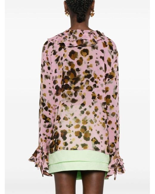 Blusa con estampado de leopardo MSGM de color Brown