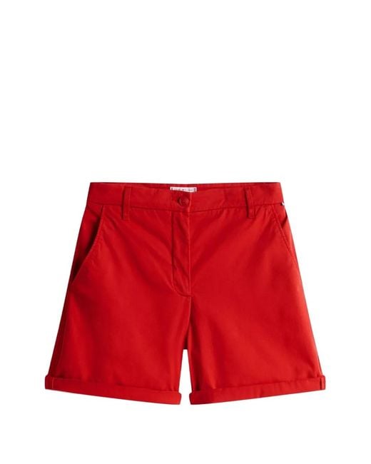 Tommy Hilfiger Red Turn-Up Hem Mini Shorts