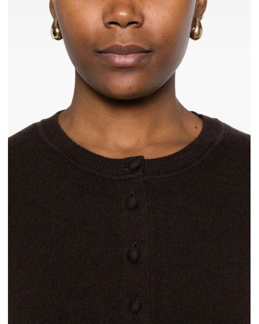 Alpha Studio Black Buttoned Round-Neck Cardigan