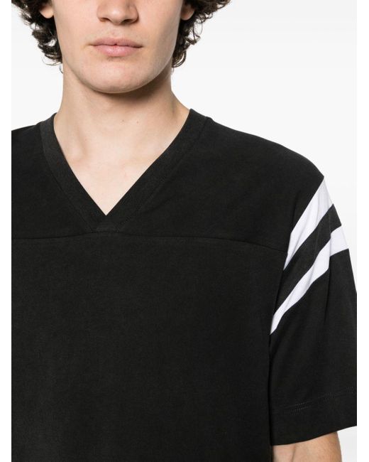 Givenchy Black Panelled V-neck Cotton T-shirt for men