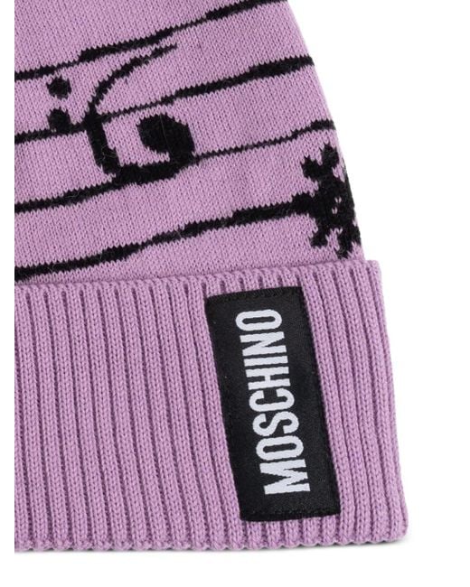 Moschino Purple Teddy-Bear Beanie