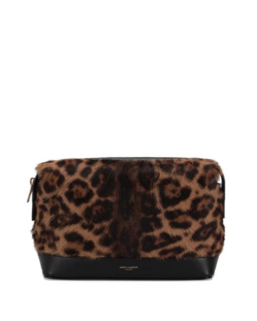 Saint Laurent Brown Leopard-Print Pouch for men