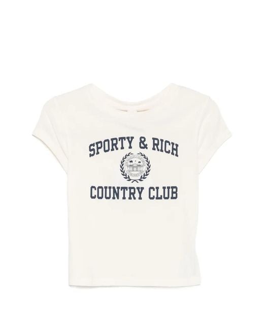 Sporty & Rich White Poly Logo-Print T-Shirt