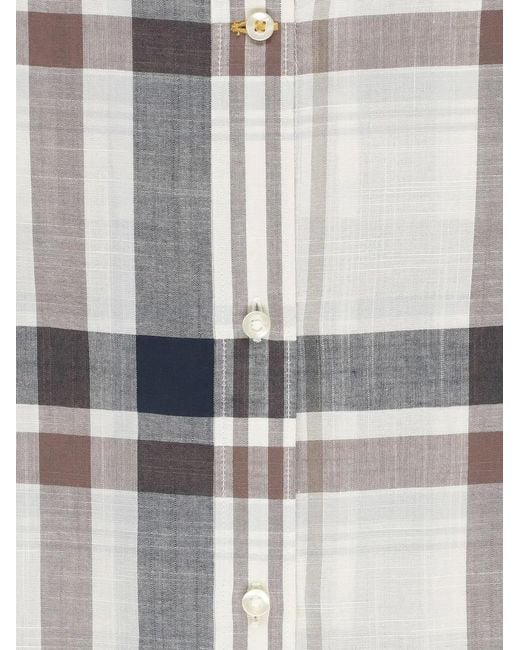Barbour White Check-Pattern Button-Down Shirt for men