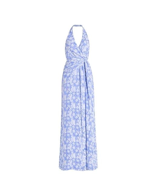 Temperley London Blue Floral Halter Dress