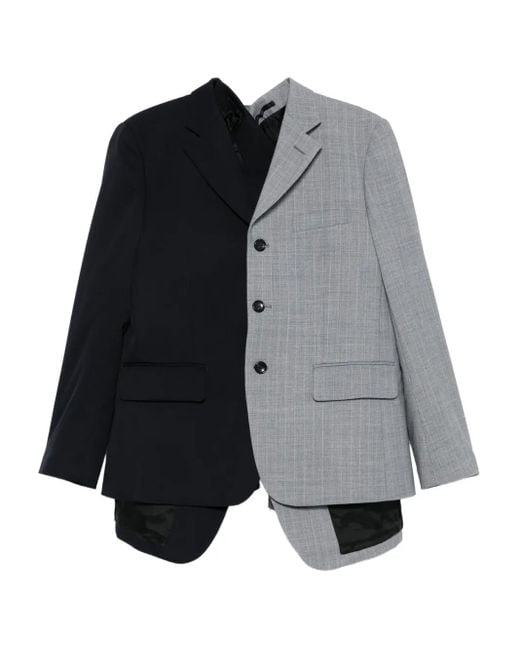 Comme des Garçons Gray Pinstripe Two-Tone Jacket