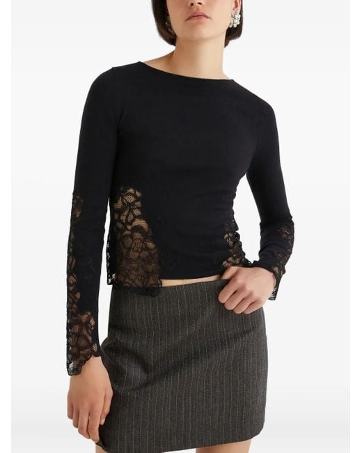 Marella レースインサート セーター Black