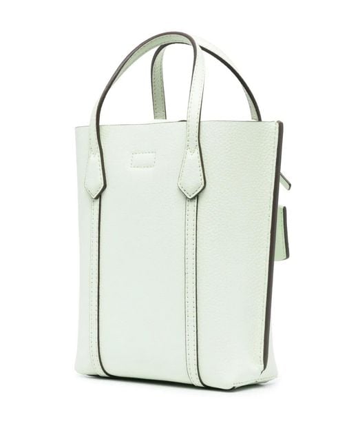 Tory Burch Green Mini Perry Leather Tote Bag