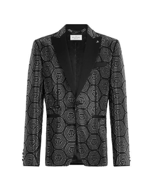 Philipp Plein Black Lord Fit Blazer Monogram for men
