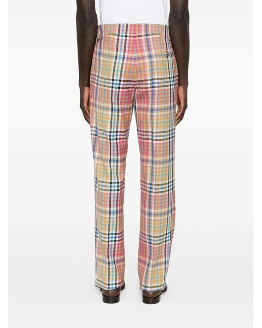Vivienne Westwood White Plaid Trousers With Tailored Fit And Side Adjusters for men