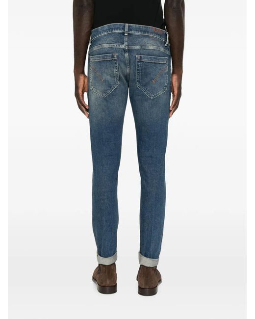 Dondup Blue Faded-Effect Slim-Fit Jeans for men