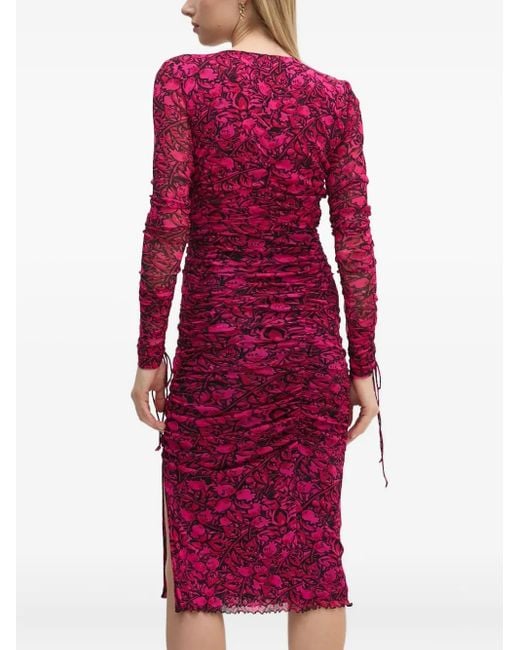 Diane von Furstenberg Red Midikleid mit Blumenmuster