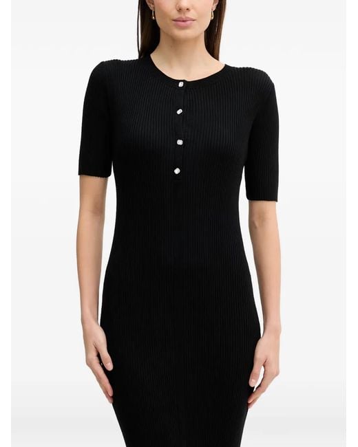 DKNY Black Button Rib Dress