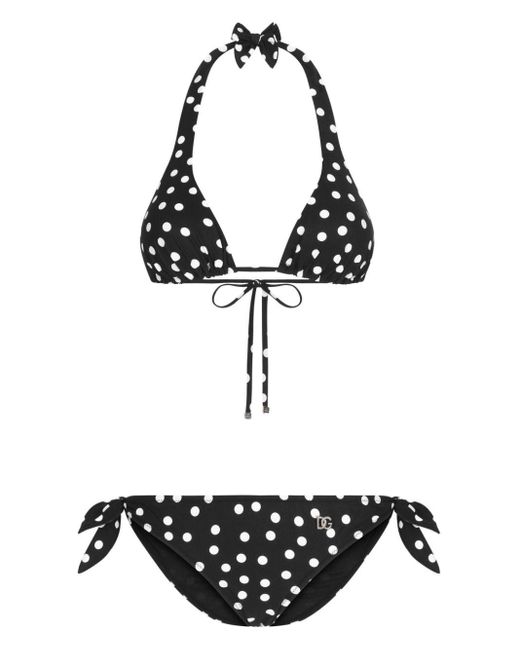 Dolce & Gabbana Black Polka Dot Bikini Set