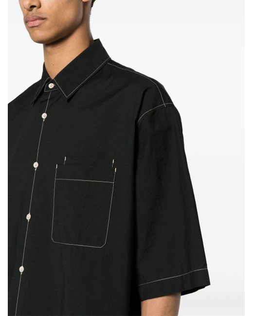 Lemaire Black Contrast-stitching Shirt for men