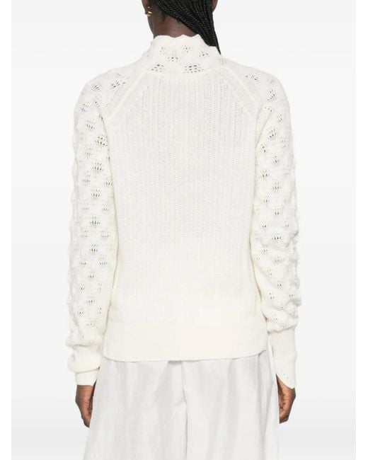 Ermanno Scervino White Pointelle-Knit High-Neck Sweater