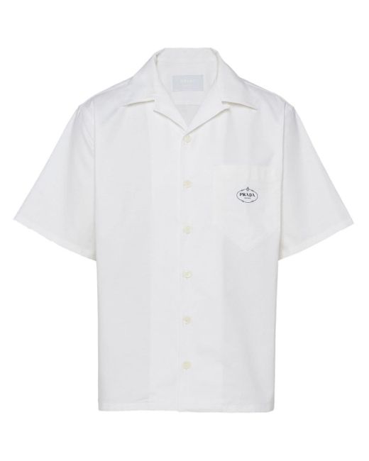 Chemise à logo imprimé Prada pour homme en coloris White