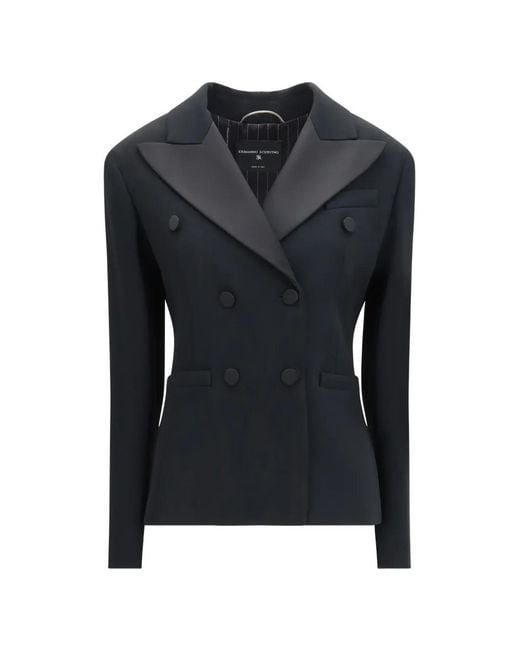 Ermanno Scervino Black Double-Breasted Boxy Blazer