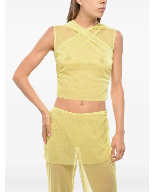 Exilia Yellow Ruched Hooded Tank Top
