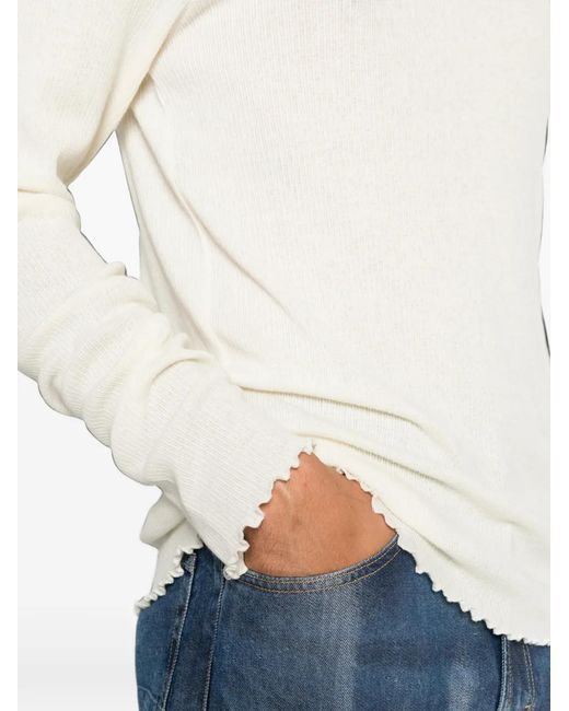 Our Legacy White Ripple-Rib Elongated Long-Sleeve T-Shirt for men