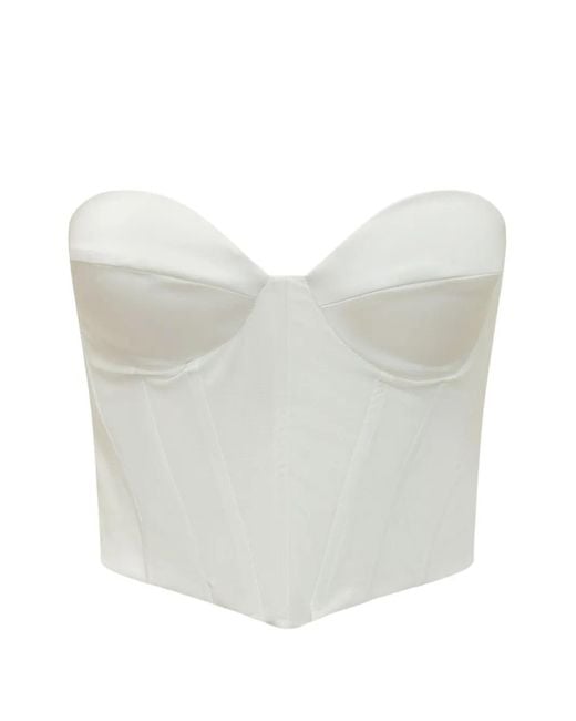 ACTUALEE White Strapless Boned Bustier Top