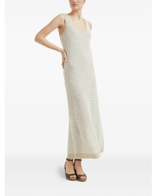 Brunello Cucinelli White Open-Knit Maxi Dress