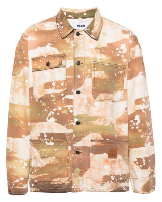 MSGM Brown Camouflage-print Shirt Jacket for men