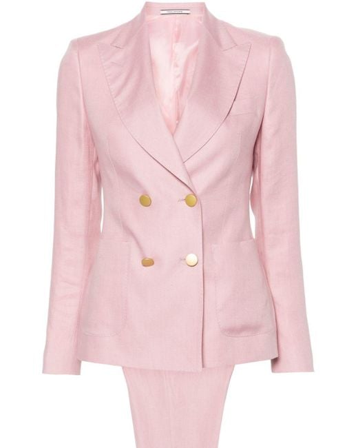 Tagliatore Pink Double-breasted Linen Suit