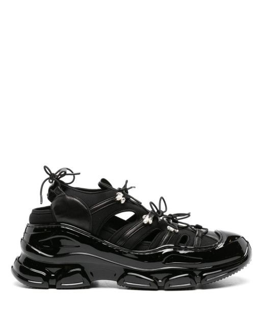 Simone Rocha Black Tracker Cut-out Sneakers - Men's - Rubber/neoprene/calf Leather/calf Leatherneoprene for men
