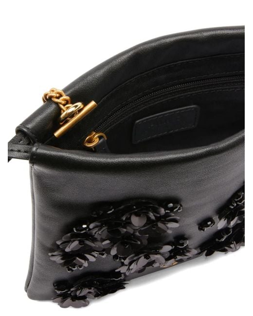 Pinko Black Sequin-Embellished Drawstring Shoulder Bag