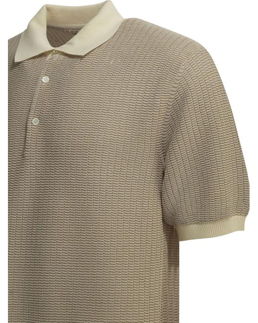 Beams Plus Natural Textured-Knit Short-Sleeve Polo Shirt for men