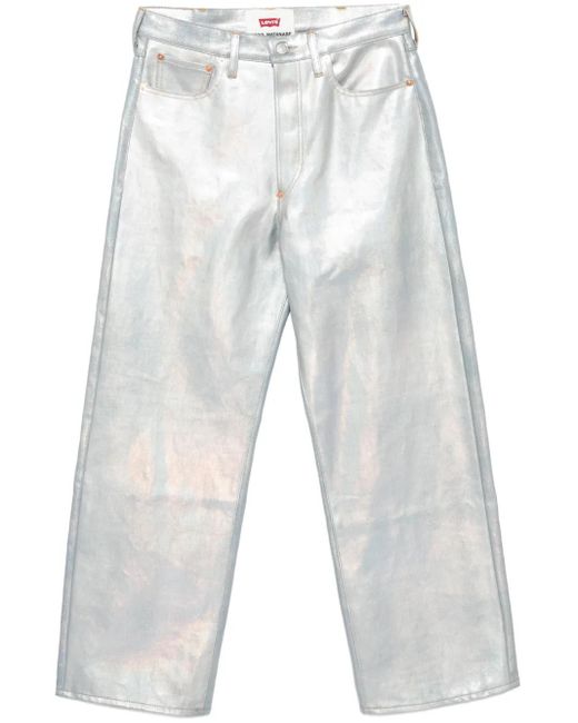 Junya Watanabe White Foiled-Print Straight-Leg Jeans