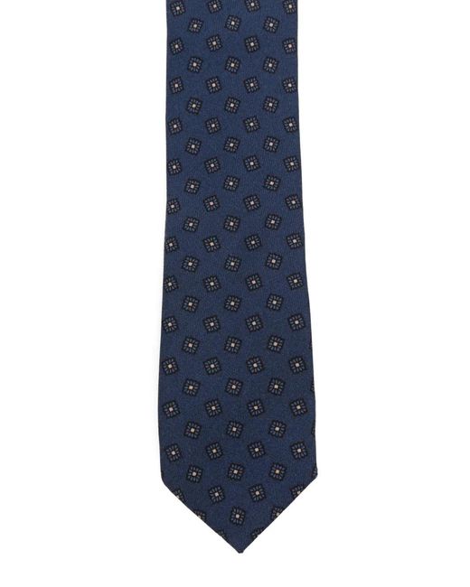 Eleventy Blue Geometric-Pattern Silk Tie for men