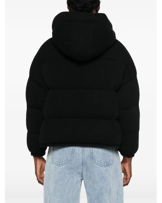 Yves Salomon Black Hooded Padded Jacket